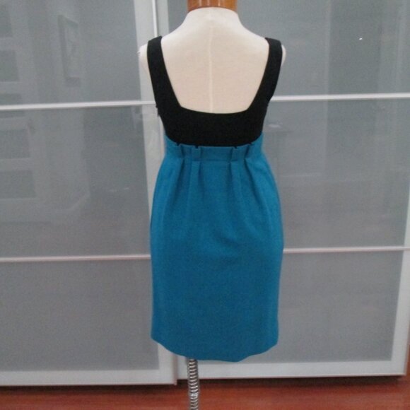 Diane Von Furstenberg "Rosario” Teal Black Empire Waist Dress - Picture 3 of 5